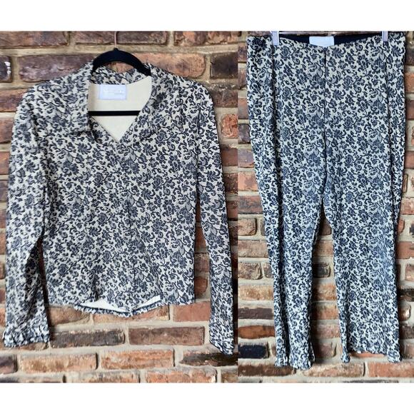 Equestrian Designs Vintage Lace Print Jacket & Pants Set Women's Size Medium - Picture 1 of 13